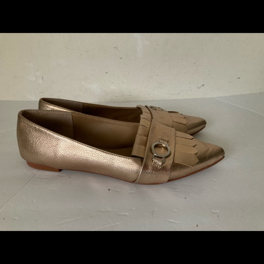 Womens Rose Gold Ballerina Flat Measure 10” Long